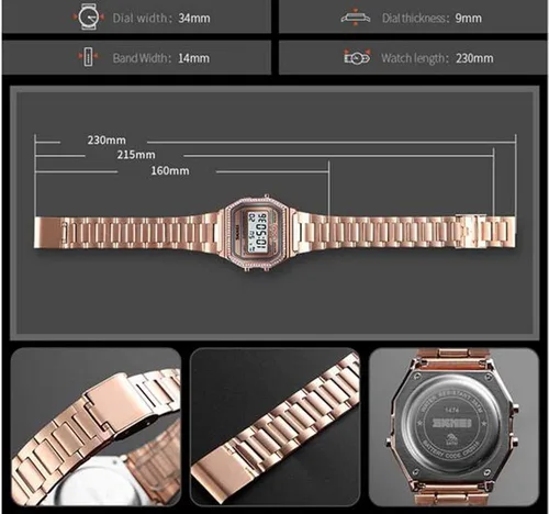 Vista 7 de MASTOP Relojes de lujo para mujer de acero completo electrónico LED digitales ultrafinos cuadrados para mujer