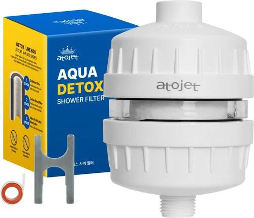Vista 12 de Filtro de ducha Aqua Detox influenciado por la tradición de belleza de Corea. Alivia la sequedad y la irritación mientras mejora la salud de la piel