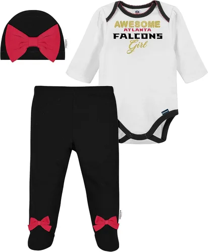Vista 13 de NFL Conjunto de enterizo, pantalón con pies y gorro de 3 piezas para bebé niña