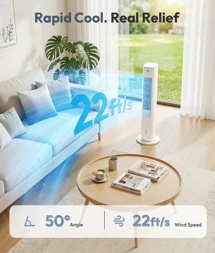 Vista 3 de Enfriador de aire evaporativo portátil, ventiladores de enfriamiento 3 en 1 que soplan aire frío con tanque de agua de 3 L, ventilador de torre