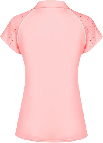 Vista 2 de JACK SMITH Camisa de golf de manga corta para mujer, que absorbe la humedad, camiseta polo deportiva con cremallera, protección solar, tallas S-XXL