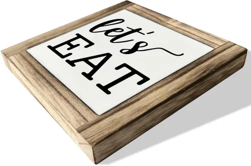 Vista 2 de Letreros de madera inspiradores, letrero de comer, decoración de cocina, caja de placas de madera, decoración de escritorio, placa de madera