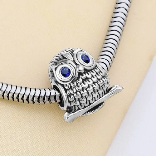 Vista 3 de KunBead Abalorios de amor de búho compatibles con pulseras Pandora, joyería de cumpleaños para mujer