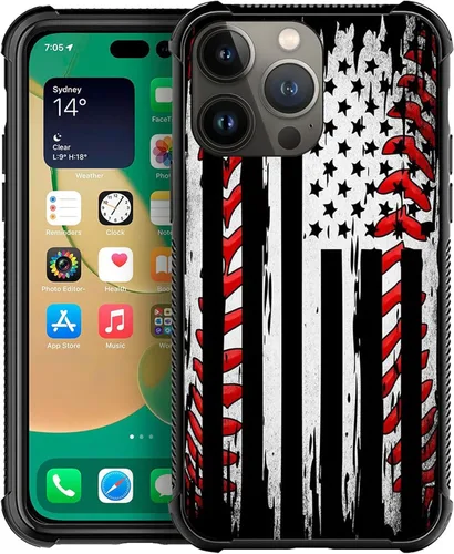 Vista 33 de Funda compatible con iPhone X/XS, diseño de bandera estadounidense de béisbol, TPU suave, a prueba de golpes, de vidrio templado, para iPhone X/XS