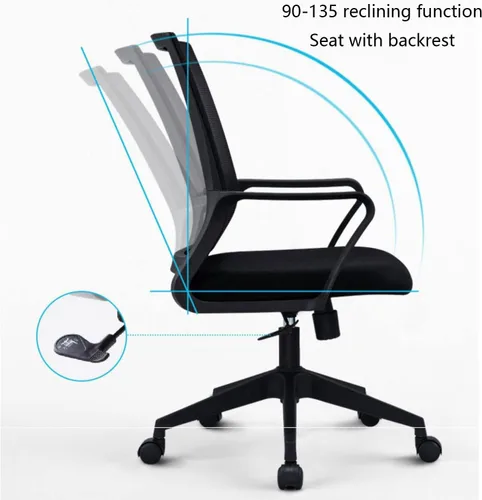 Vista 6 de Silla de oficina en casa, silla de escritorio con respaldo alto con soporte lumbar ajustable, silla de computadora con cojín suave, silla giratoria