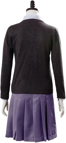 Vista 5 de Disfraz de bruja para mujer, disfraz de cosplay de bruja, uniforme escolar mágico, bata de bruja, falda, camisa de Halloween