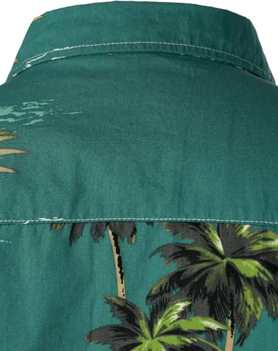 Vista 5 de JOGAL Camisa hawaiana Aloha de manga corta para hombre