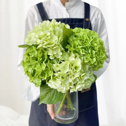Vista 18 de JINWOE Hortensias artificiales de tacto real, 3 piezas de 21 pulgadas, flores de seda de látex real grandes, tallos largos, ramo de flores falsas