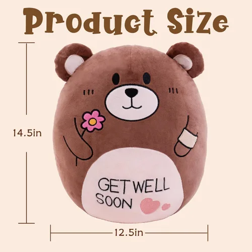 Vista 2 de Almohada de peluche de 14.5 pulgadas, con diseño de oso de peluche suave, regalo para niños, niñas y niños después de la cirugía