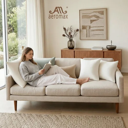 Vista 7 de AM AEROMAX - Cojín de espuma viscoelástica de 12 x 20 pulgadas, rectangular, color blanco Decora la cama/sofá/sofá La forma lumbar llena