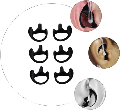 Vista 7 de 3 pares de moldes de silicona para oídos, tubo acústico, para negro, cómodo, no deformable, ajuste seguro para ejercicio
