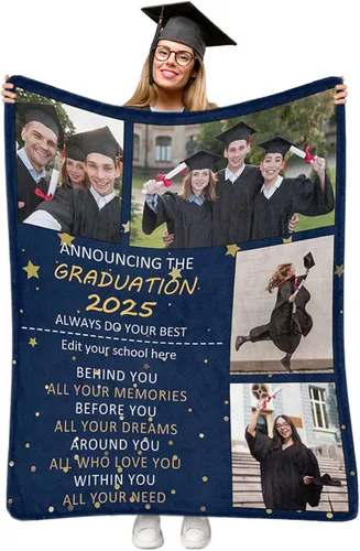 Vista 36 de Manta personalizada de graduación 2025, manta personalizada para regalo de graduación con nombre de la universidad, manta de felicitación
