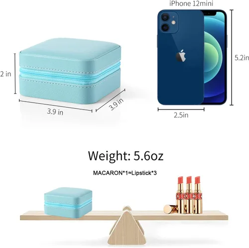 Vista 8 de Vlando Pequeña caja de joyería pequeña, caja de almacenamiento de joyas de viaje de piel sintética, aretes, anillos, collares, el mejor regalo