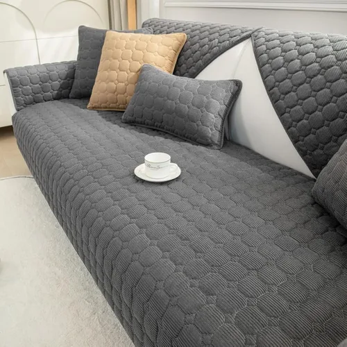 Vista 11 de JIAN YA NA Funda para Sofá Seccional, Divertida Funda de Chenilla Difusa para Sofá, Protector de Muebles Antideslizante para Mascotas y Niños, Sofá