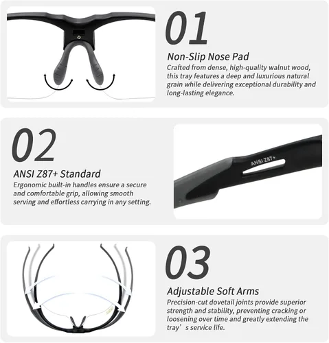 Vista 2 de YIFAN Z87 - Gafas de pickleball de seguridad anti niebla y arañazos para hombres y mujeres con marco negro Envoltura 100% protección UV