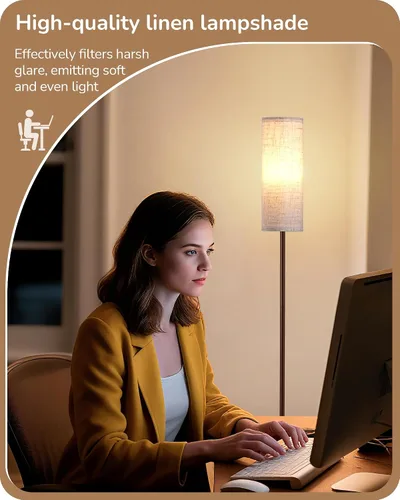 Vista 3 de EDISHINE Lámpara de pie LED para sala de estar, lámpara de pie moderna de 63.7 pulgadas con bombilla LED de 9 W, 3 temperaturas de color, lámpara