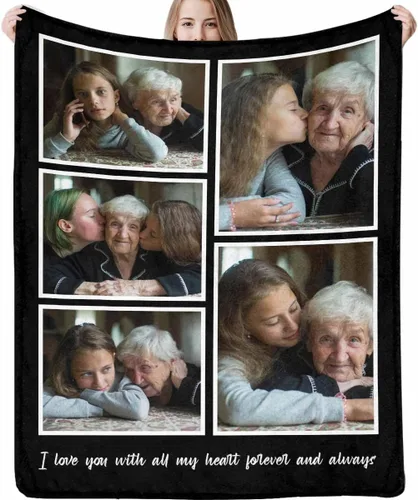 Vista 21 de Manta personalizada con imagen, tu texto aquí, 10 fotos, mantas de imágenes personalizadas para adultos, familia, papá, mamá, parejas, manta