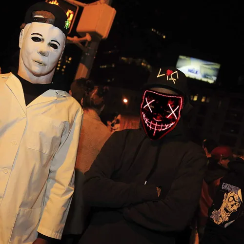 Vista 8 de Máscaras con luz LED de Halloween máscara brillante de purga aterradora para adultos adolescentes niños Halloween cosplay fiestas