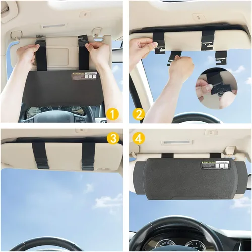 Vista 6 de Extensor de parasol para visera de automóvil, parasol antirreflejos para conductor o pasajero del asiento delantero, 1 pieza (negro)