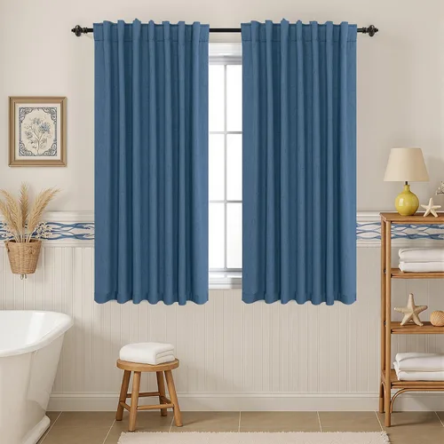 Vista 23 de KOUFALL - Cortinas de medio estilo francés de lino para ventana, juego de 2 cortinas cortas de 40 pulgadas de longitud, para privacidad, cortinas
