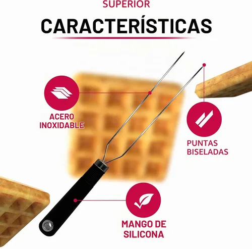 Vista 6 de Tenedor para gofres belga - Acero inoxidable, mango de silicona