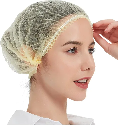Vista 11 de ProtectX Paquete de 100 redes desechables negras para el cabello, cubierta elástica para la cabeza, gorras Bouffant, cubierta de cabeza