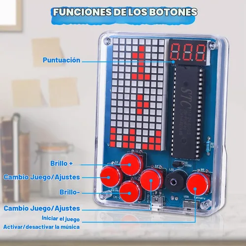 Vista 4 de PEMENOL Kit de soldadura de juego de bricolaje para principiantes, 4 juegos retro, proyecto de electrónica STEM con brillo ajustable, interruptor