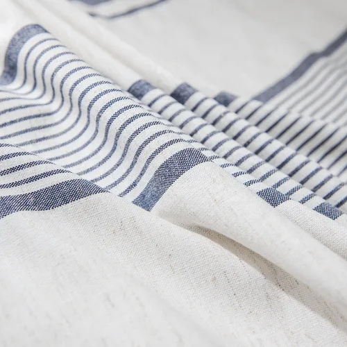Vista 6 de ArtBud Mantel blanco y azul de lino de algodón, suave, lavable, para fiestas, café, cocina, decoración de rayas