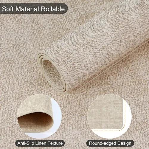 Vista 5 de Juego de 6 manteles individuales de piel sintética (beige) Heat Resistant Wipeable Washable Place Mats, Waterproof Anti-Slip Dining Table Mats