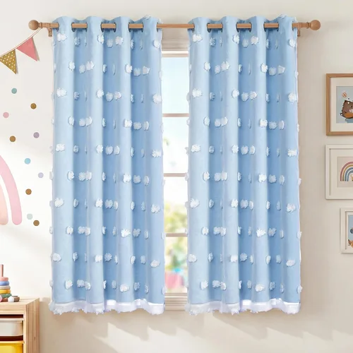 Vista 21 de RYB HOME Cortinas rosas con bonito pompón transparente superposición de 96