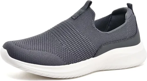 Vista 12 de TIOSEBON Zapatos deportivos para caminar sin cordones para mujer, de punto, de malla, cómodos, tenis 0c/todo negro