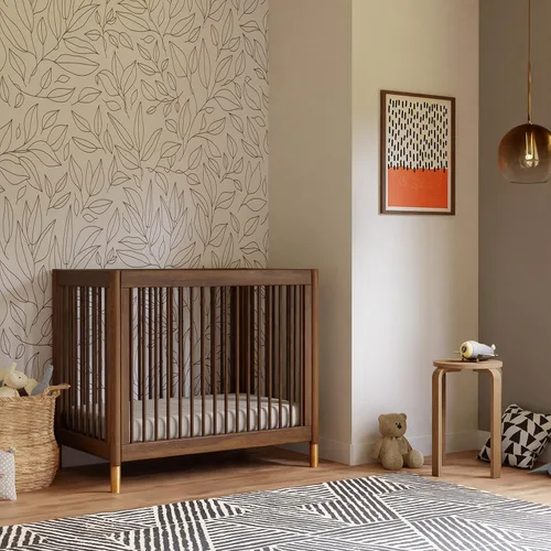 Vista 11 de Babyletto Gelato 4-in-1 Mini Crib, Natural Walnut and Brushed Gold Feet