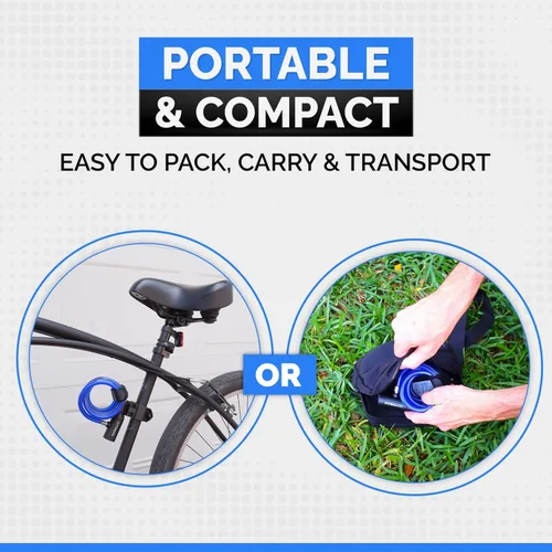 Vista 6 de DocksLocks Juego de candado de cable para bicicleta, cable de seguridad en espiral con cerradura de llave y soporte de montaje, protección antirrobo
