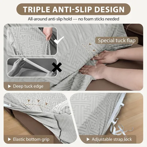 Vista 5 de Fundas para sofá seccional en forma de L de 1 pieza, fundas de esquina elásticas para sofá, funda de sofá antideslizante, lavable, fundas de sofá