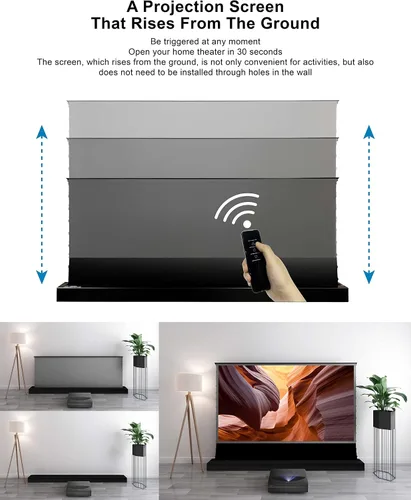 Vista 4 de VIVIDSTORM - Pantalla de proyector motorizada S PRO de 72 pulgadas, pantalla de proyector de aumento motorizado 4K UST ALR, sistema de hogar S PRO