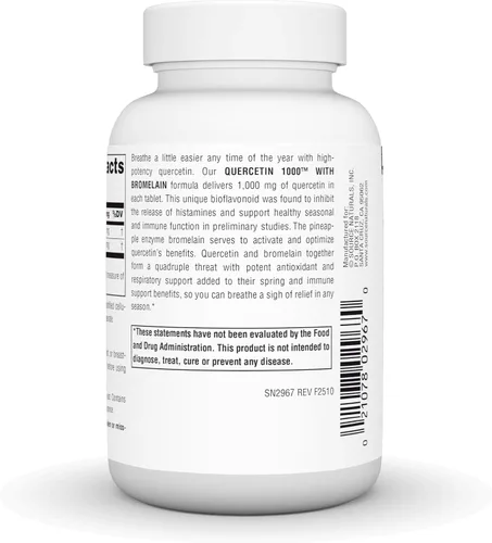 Vista 4 de Source Naturlas Quercetina 1000 con bromelina, apoyo respiratorio e inmunológico*, tabletas de 1000 mg, 60 unidades 1000 mg per Serving