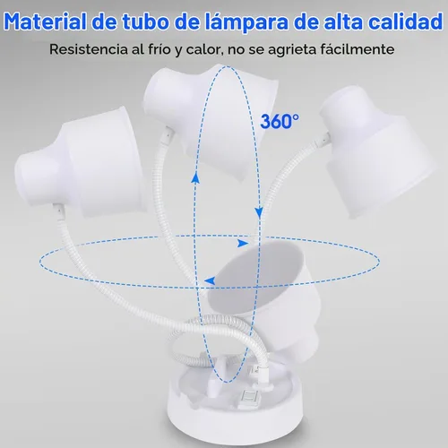 Vista 4 de Lámpara de escritorio LED Energetic con soporte para teléfono, lámpara de mesa con toma de corriente, cuello de cisne flexible ajustable, 4000K, luz