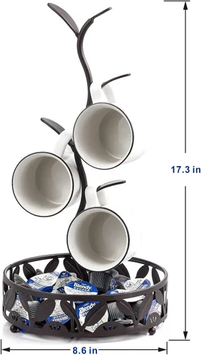 Vista 7 de Soporte para tazas, árbol de taza de encimera, tazas de café y tazas de té, estante de almacenamiento para tazas de café y tazas de té con área