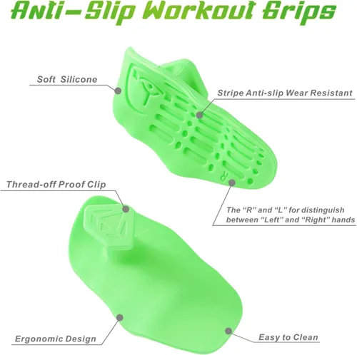 Vista 6 de Anti-Slip Workout Grips, Rubber Gym Palm Protectors for Weight Lifting