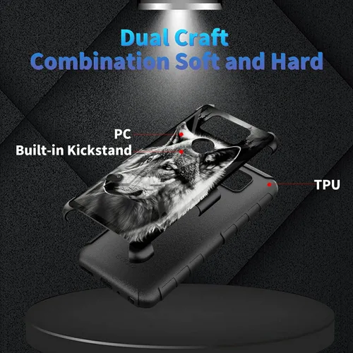 Vista 57 de Funda para AT&T Maestro Max 2021/Cricket Ovation 2 con protector de pantalla de vidrio templado, funda resistente con función atril integrada