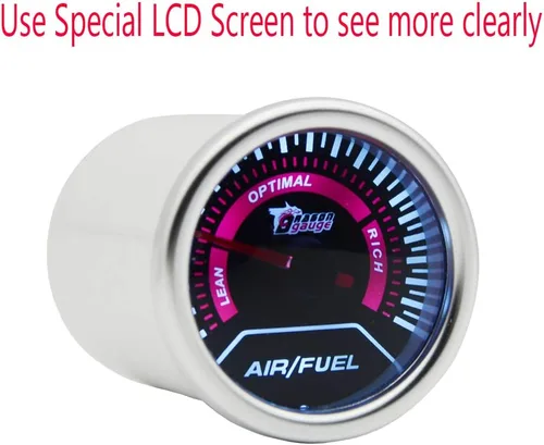 Vista 3 de ESUPPORT - Medidor de índice de aire/combustible de 2 pulgadas (52mm) para automóviles Pantalla de luz blanca 12V de la lente del tinte del humo