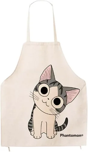 Vista 3 de Phantomon Delantal de dibujos animados de gato lindo gato divertido cara japonesa creativo cómic delantal adultos tamaño para hornear, cocinar
