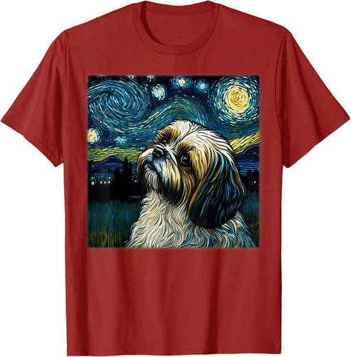 Vista 42 de Camiseta Surrealism Starry Night Shih Tzu Dog