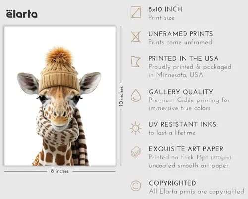 Vista 4 de Elarta Impresiones artísticas de pared de animales de guardería, género neutro para bebés, decoración de safari para niños y niñas