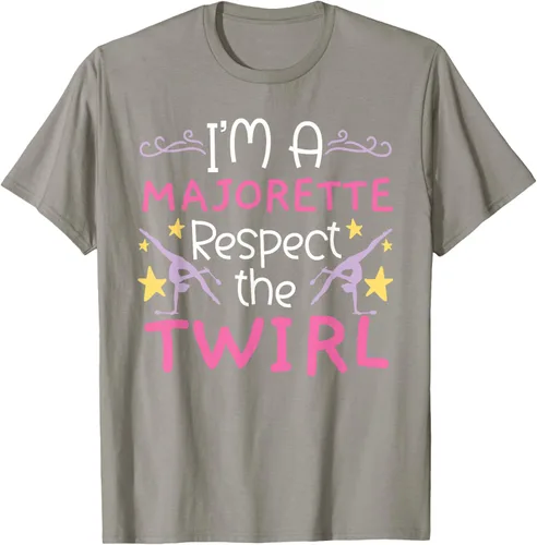 Vista 21 de Camiseta con texto en inglés "I A Majorette Respect The Twirl Baton Twirling", Negro