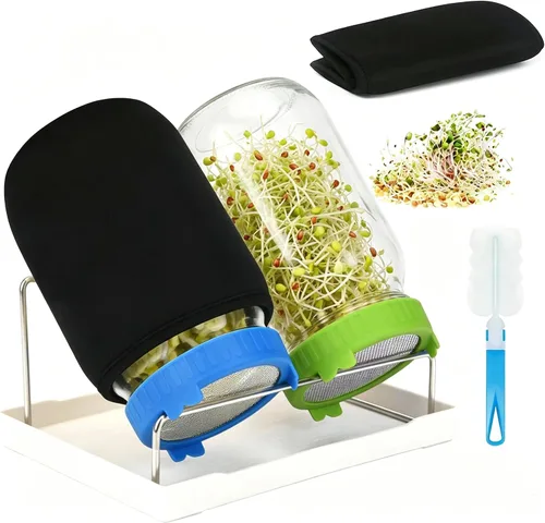Vista 16 de [Tamaño grande] Kit de germinación de 68 onzas, 2 kits de tarros de germinación, tarros de boca ancha con tapa de brote de pantalla de acero