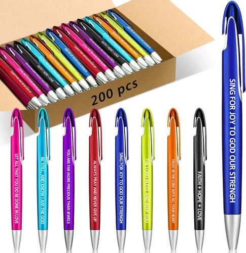 Vista 8 de Lincia 100 piezas de bolígrafos con versículos bíblicos, lote de bolígrafos retráctiles de punta media con tinta negra, regalos de inspiración