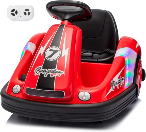 Vista 10 de Coche parachoques para niños con rueda grande, 3.1 MPh máximo, auto parachoques de 12 V con control remoto, automóvil eléctrico con calcomanías