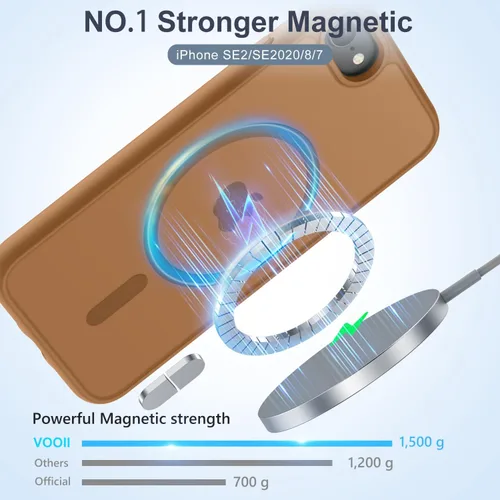 Vista 3 de Vooii Funda para iPhone SE 3ª/2ª/2020 con Magnético, Funda iPhone 8/7 [Compatible con Magsafe] [Diseño Integrado] Sensación de Agarre Cómoda Delgada