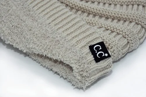 Vista 34 de C.C Winter Oversized Beanie Hat with Fuzzy Lining – Thick Knit Thermal Beanie for Cold Weather, Soft Warm Fleece Lined Cap